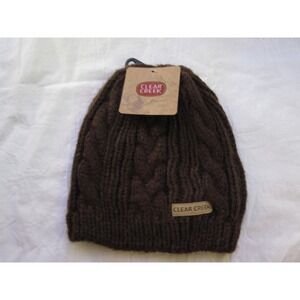 NEW Clear Creek Winter Knit Hat Beanie Tuk Dark Brown Woven‎ Cute Adult Stretch!
